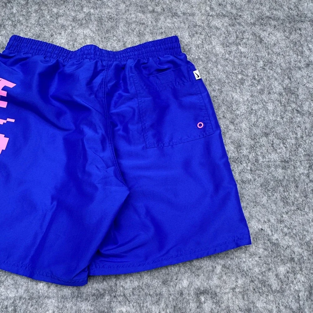 Nike Mens Swim Trunks Navy Blue Pink Pixel Logo Graphic Shorts NESSD514KO M